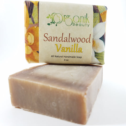 Sandalwood and Vanilla - All Natural Handmade Soap 5 oz - Organik Beauty