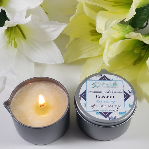 Premium Body Massage Candle - Coconut (Refreshing) - Organik Beauty