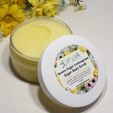Brown Sugar and Lemongrass Whipped Sugar Body Scrub 8 oz - Organik Beauty
