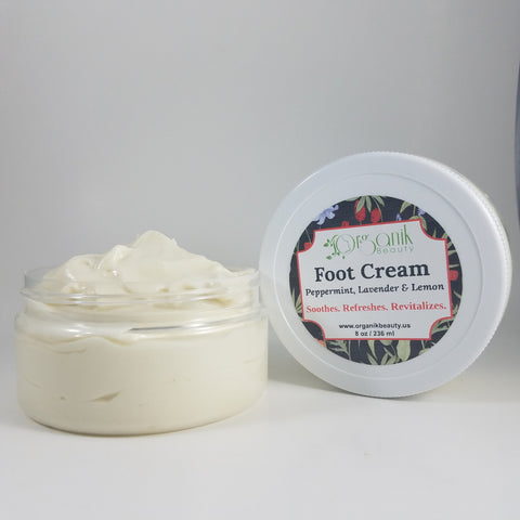 Foot & Body Cream-Peppermint, Lavender & Lemongrass 8 oz - Organik Beauty