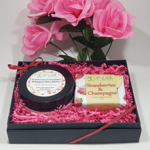 Strawberries and Champagne Body Essentials Gift Set Small - Organik Beauty