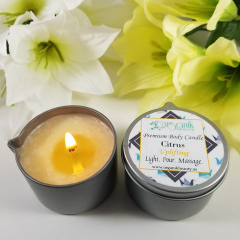 Premium Body Massage Candle - Citrus (Uplifting) - Organik Beauty