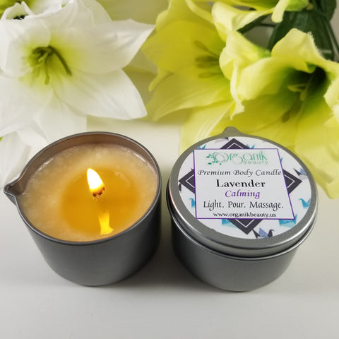 Premium Body Massage Candle - Lavender (Calming) - Organik Beauty