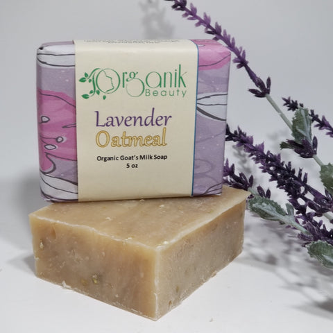 Lavender and Oatmeal Goat's Milk Soap 5 oz - Organik Beauty