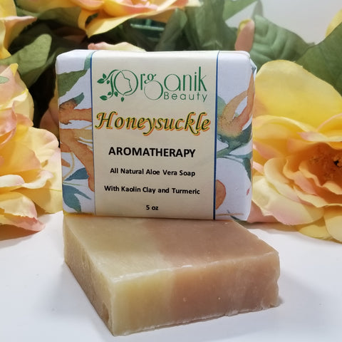 Honeysuckle All Natural Vegan Soap with Aloe Vera 5 oz - Organik Beauty