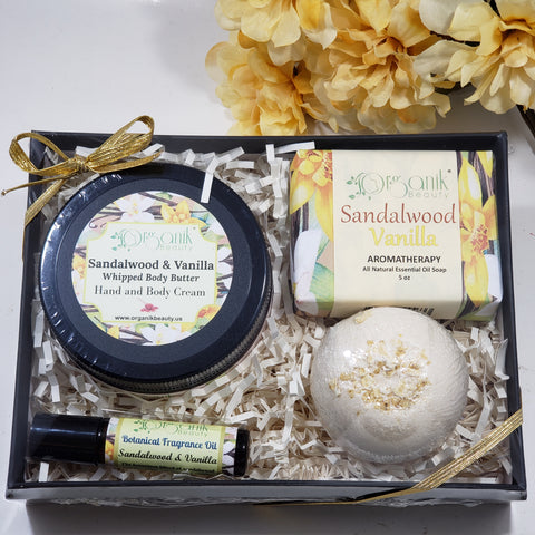 Sandalwood and Vanilla Body Essentials Gift Set - Large - Organik Beauty