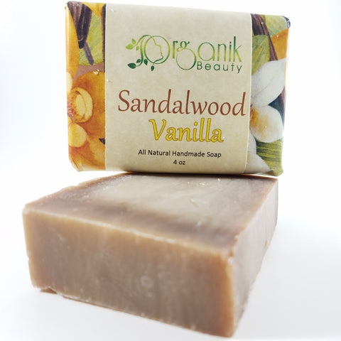 Sandalwood and Vanilla - Cold-Process Handmade Soap 5 oz - Organik Beauty
